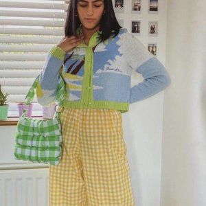 Rae Yellow Gingham High Waist Trousers